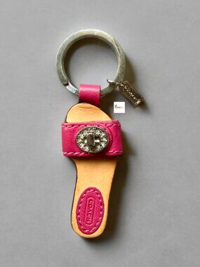 Coach Pink Rhinestone Flip Flop Sandal Keychain Key Ring